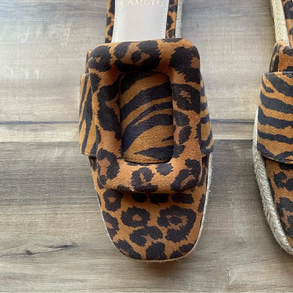 Vince Camuto Jinannie animal print suede animal print espadrille mules